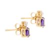 Image 2 : Plated 18KT Yellow Gold 0.75ctw Amethyst and Diamond Earrings