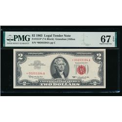 1963 $2 STAR Legal Tender Note PMG 67EPQ
