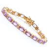 Image 1 : Plated 18KT Yellow Gold 13.25ctw Amethyst and Diamond Bracelet