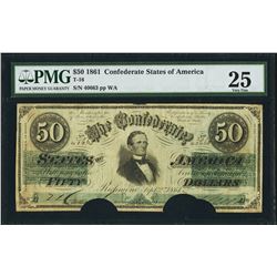 1861 $50 T-16 Confederate States of America PMG 25