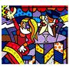 Image 1 : Romero Britto "Doing Lunch Again" Hand Signed Giclee on Canvas; Authenticated