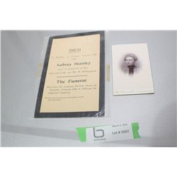 1905 FUNERAL CARD & 1904 CABINET CARD