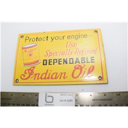 HEAVY PORCELAIN SIGN.....INDIAN MOTORCYCLE OIL