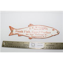 HEAVY PORCELAIN SIGN....FISHING LAKE STORE