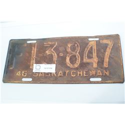 1946 SASKATCHEWAN LICENSE PLATE