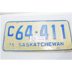 1976 EXC.   SASKATCHEWAN LICENSE PLATE