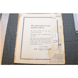 CROFTS 1922 CATALOG WITH LOTS OF TOYS , BANKS KNIVES PAGES