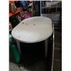 Image 2 : White plastic patio table and half moon wood table