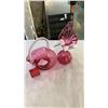 Image 1 : CHALET CRANBERRY GLASS BASKET AND CRANBERRY GLASS VASE