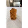 Image 9 : 2 WOOD HAND PAINTED ELEPHANTS, WOOD CARVING, PEN HOLDER, AND ORIENTAL WALL HANGING
