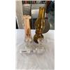 Image 1 : OIL LANTERN WITH REFLECTOR, ART GLASS VASE AND 2 CANDLE STICKS