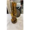 Image 2 : OIL LANTERN WITH REFLECTOR, ART GLASS VASE AND 2 CANDLE STICKS