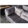 Image 2 : BRAND NEW GREY FABRIC EXTRA LONG SOFA W/ OPEN END - RETIL  $699 DOES NOT CLIP TOGETHER