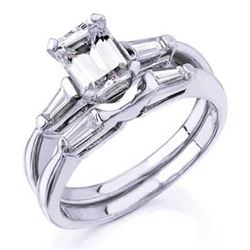 Natural 1.22 CTW Emerald Cut Diamond Engagement Ring 14KT White Gold