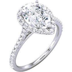 Natural 1.57 CTW Halo Pear Cut Tear Drop Diamond Engagement Ring 14KT White Gold