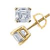 Image 3 : Natural 0.82 CTW Asscher Cut Diamond Stud Earrings 14KT Yellow Gold