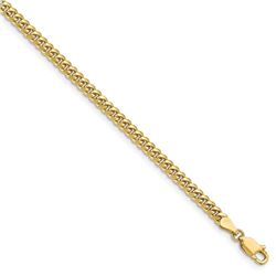 14k Yellow Gold 3.5 mm Solid Miami Cuban Chain - 8 in.