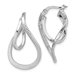 14k White Gold Curved Hoop Earrings - 35 mm