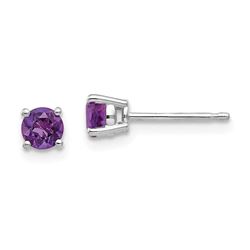 14k White Gold 4 mm Amethyst Earrings