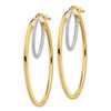 Image 2 : 14k Two-tone Polished & Textured Oval Hoop Earrings