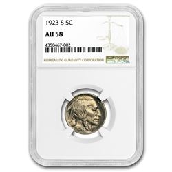 1923-S Buffalo Nickel AU-58 NGC