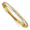 Image 1 : 14k 4/16 w/White Rhodium Textured Braided Bangle - 7.5 in.