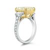 Image 3 : Natural 4.12 CTW Canary Yellow Rectangle Radiant Cut Diamond Engagement Ring 18KT Two-tone