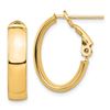Image 1 : 14k Yellow Gold Omega Back Oval Hoop Earrings - 5x13 mm