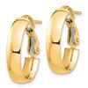 Image 2 : 14k Yellow Gold Omega Back Oval Hoop Earrings - 5x13 mm