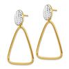 Image 2 : 14k Rhodium Diamond Cut Triangle Dangle Post Earrings - 38 mm