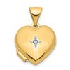 Image 1 : 14k Yellow Gold Heart with Diamond Locket - 12 mm