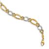 Image 1 : 14K Two-tone Textured Fancy Oval Curb Bracelet - 7.5 in.