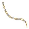 Image 2 : 14K Two-tone Textured Fancy Oval Curb Bracelet - 7.5 in.