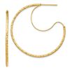 Image 1 : 14k Yellow Gold D/C with Polished Wire Hoop Earrings - 1.5x35 mm