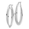Image 2 : 14k White Gold Polished & Textured Twisted Fancy Hoop Earrings