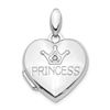 Image 1 : 14k White Gold Diamond Princess Locket Pendant - 22 mm