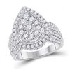 Image 1 : 14kt White Gold Womens Round Diamond Teardrop Cluster Ring 1-1/2 Cttw