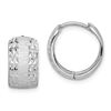 Image 1 : 14k White Gold D/C Textured Hoop Earrings