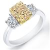 Image 1 : Natural 3.92 CTW Yellow Canary Radiant Cut & Half Moon Diamond Ring 18KT Two-tone