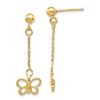 Image 1 : 14k Yellow Gold Butterfly Dangle Post Earrings