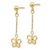 Image 2 : 14k Yellow Gold Butterfly Dangle Post Earrings