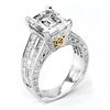 Image 1 : Natural 7.92 CTW Emerald Cut Diamond Engagement Ring 14KT Two- tone