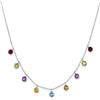 Image 2 : 14k White Gold Multi-Color Gemstone Necklace