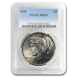1934 Peace Dollar MS-63 PCGS