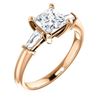 Image 1 : Natural 1.02 CTW Princess Cut & Baguettes 3-Stone Diamond Ring 14KT Rose Gold