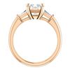 Image 3 : Natural 1.02 CTW Princess Cut & Baguettes 3-Stone Diamond Ring 14KT Rose Gold
