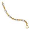 Image 2 : 14K Two-tone Polished & Textured Oval Cable Bracelet - 8 in.