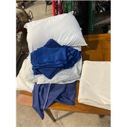 2 pillows, bed skirt and sheets queen size