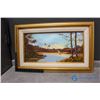 Image 1 : Framed Duck Canvas Painting by G.Lachambre