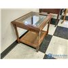 Image 4 : (2) Wood, Wicker & Glass Side Tables (BID PRICE TIMES 2)